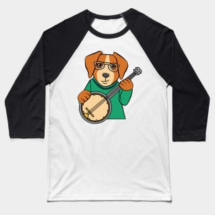 Dog Playing Banjo Music Baseball T-Shirt